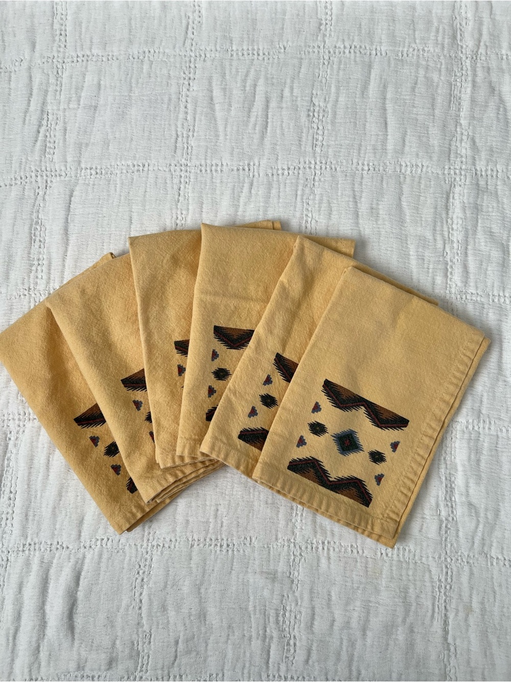 Tori Alexander Southwestern Mustard Yellow Cotton Napkins - Set of 6